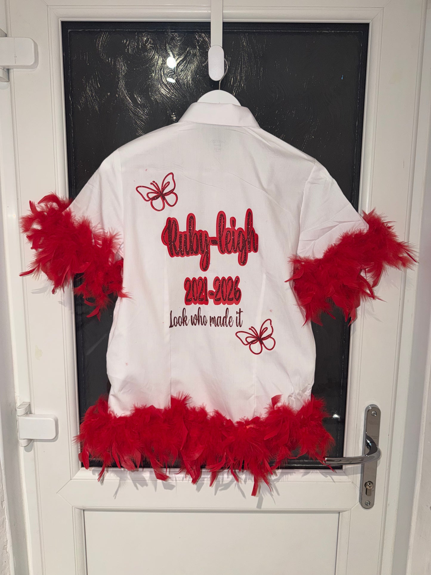 Leavers shirt glitter butterflies "look who made it"
