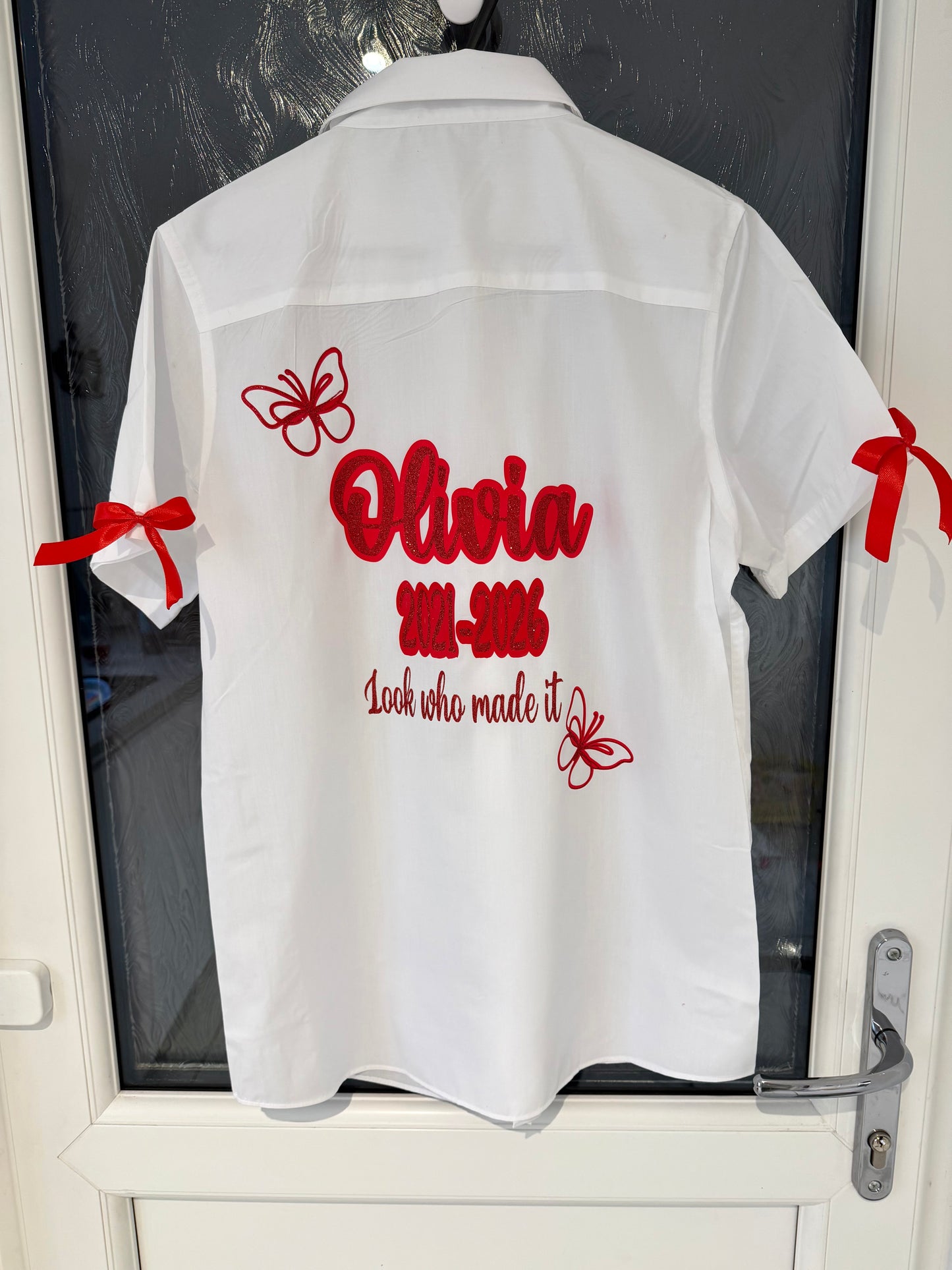 Leavers shirt glitter butterflies "look who made it"