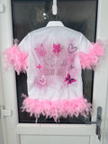 Leavers Shirt Bow & Butterflies Design Spray Pinted