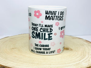 teacher affirmations mug pink design
