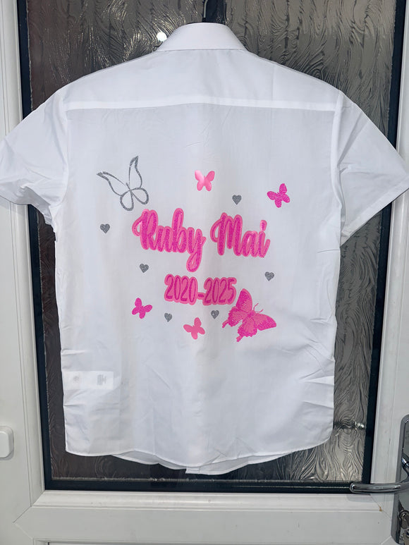 Leavers do shirt butterfly design