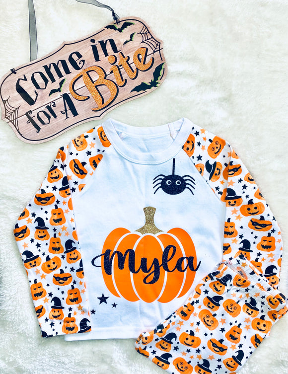 Halloween pumpkin theme pyjamas