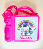 school lunch box with bottle