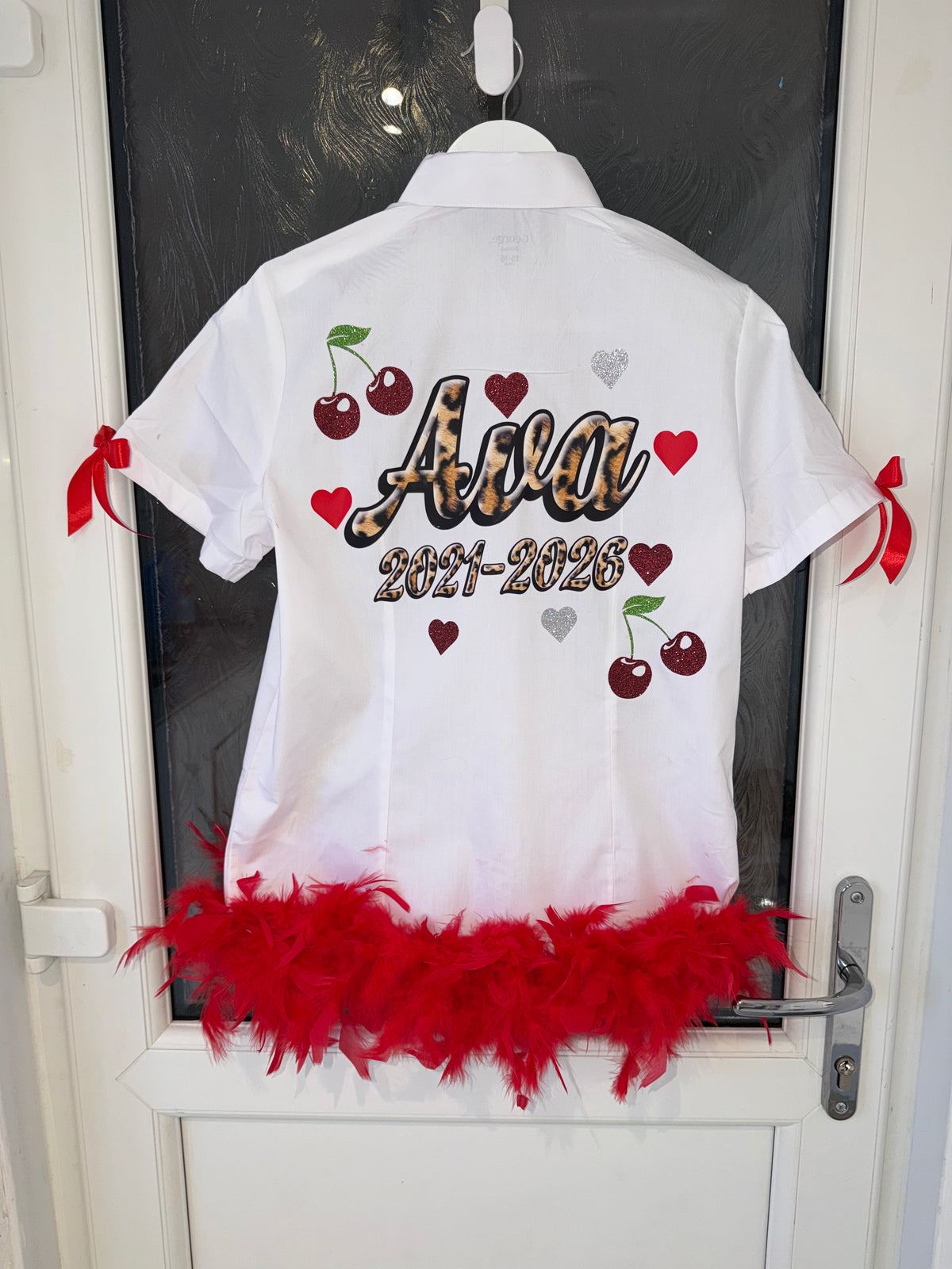 Leavers shirt cherries & leopard print style
