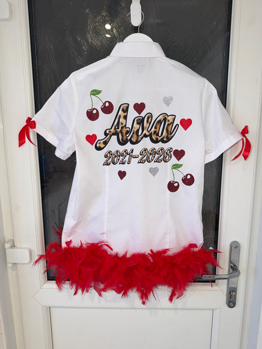 Leavers shirt cherries & leopard print style