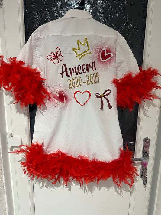 Leavers shirt spray paint hearts and butterflies
