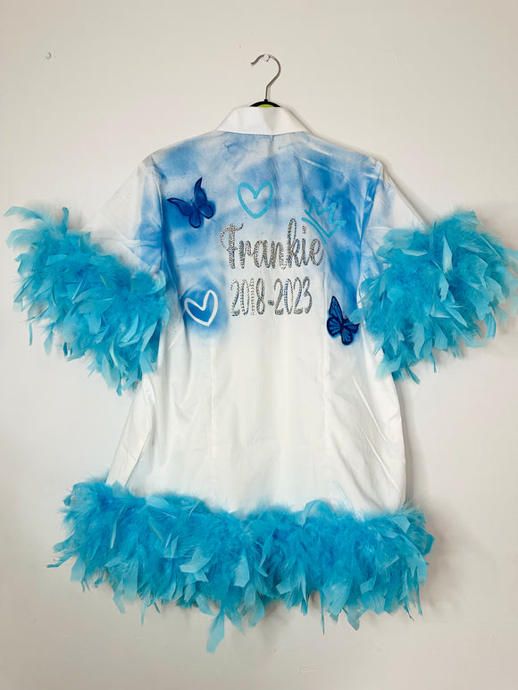 Leavers do shirt butterfly design with feathers