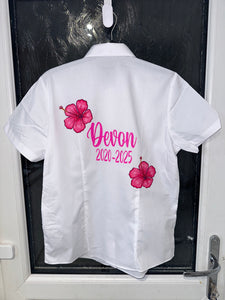 Leavers shirt Hibiscus and rhinestones