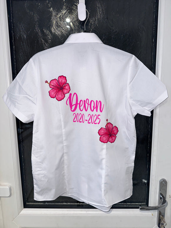 Leavers shirt Hibiscus and rhinestones