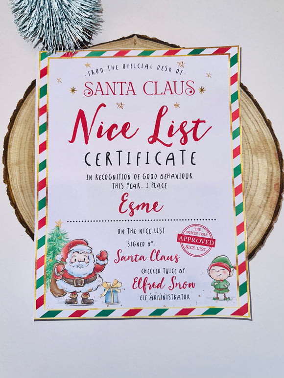 Nice List Certificate