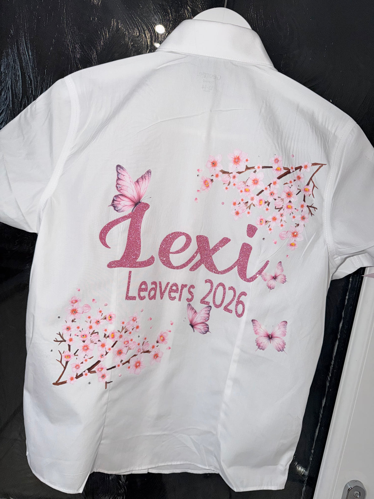 Leavers shirt blossom trees with rhinestones