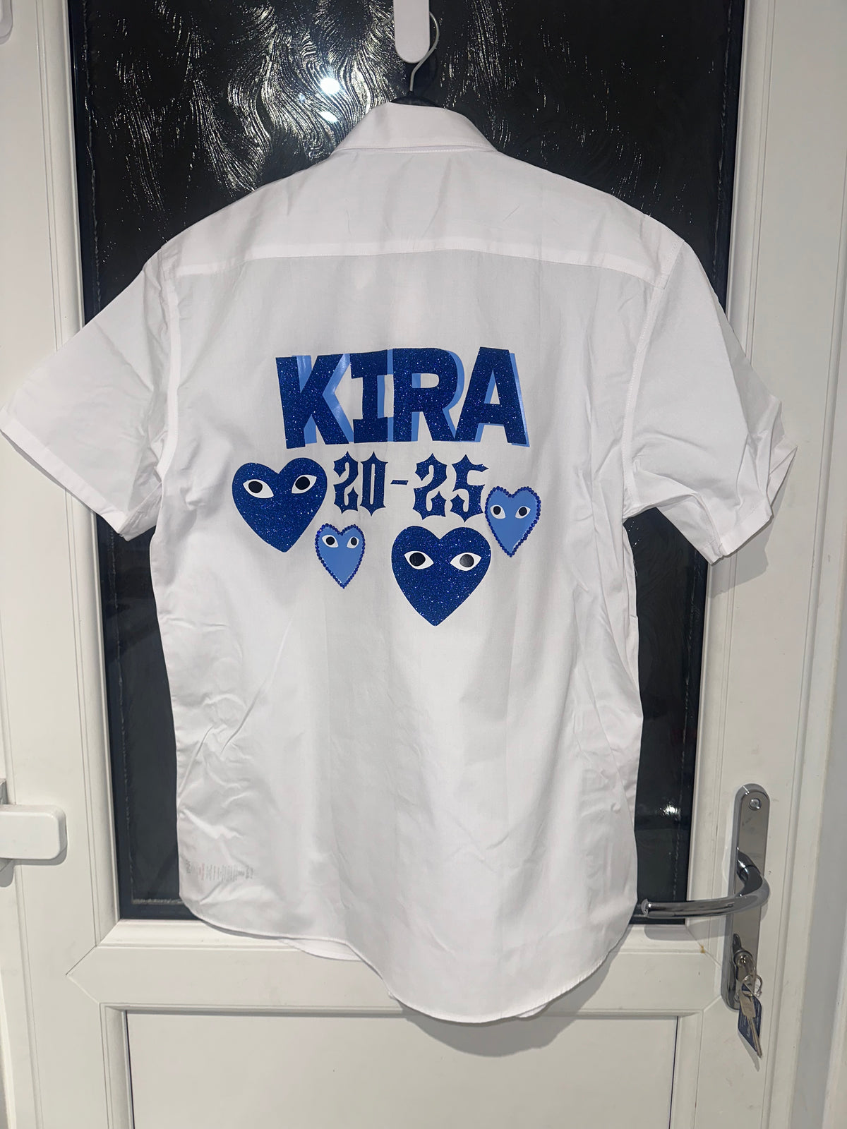Leavers shirt large glitter hearts rhinestoned