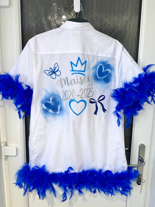 Leavers shirt spray paint hearts and butterflies