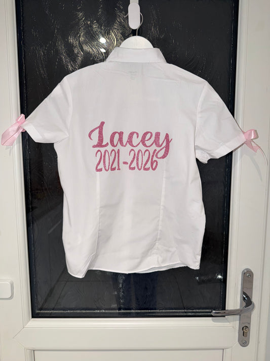 Leavers shirt glitter name