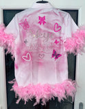 Leavers Shirt Bow & Butterflies Design Spray Pinted