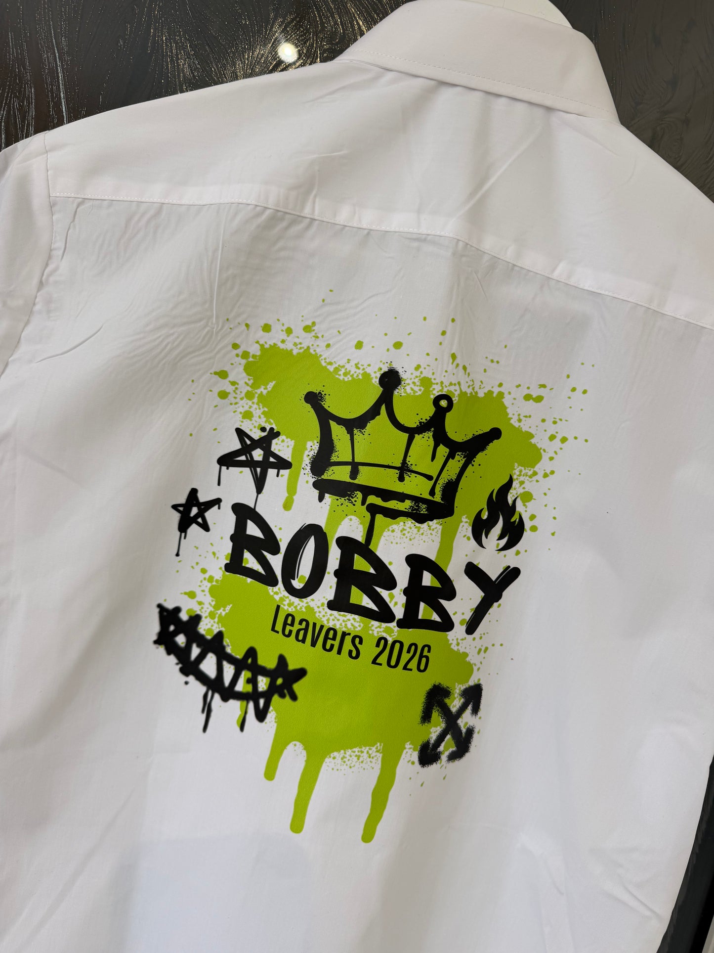Leavers shirt Grafitti & spray paint.