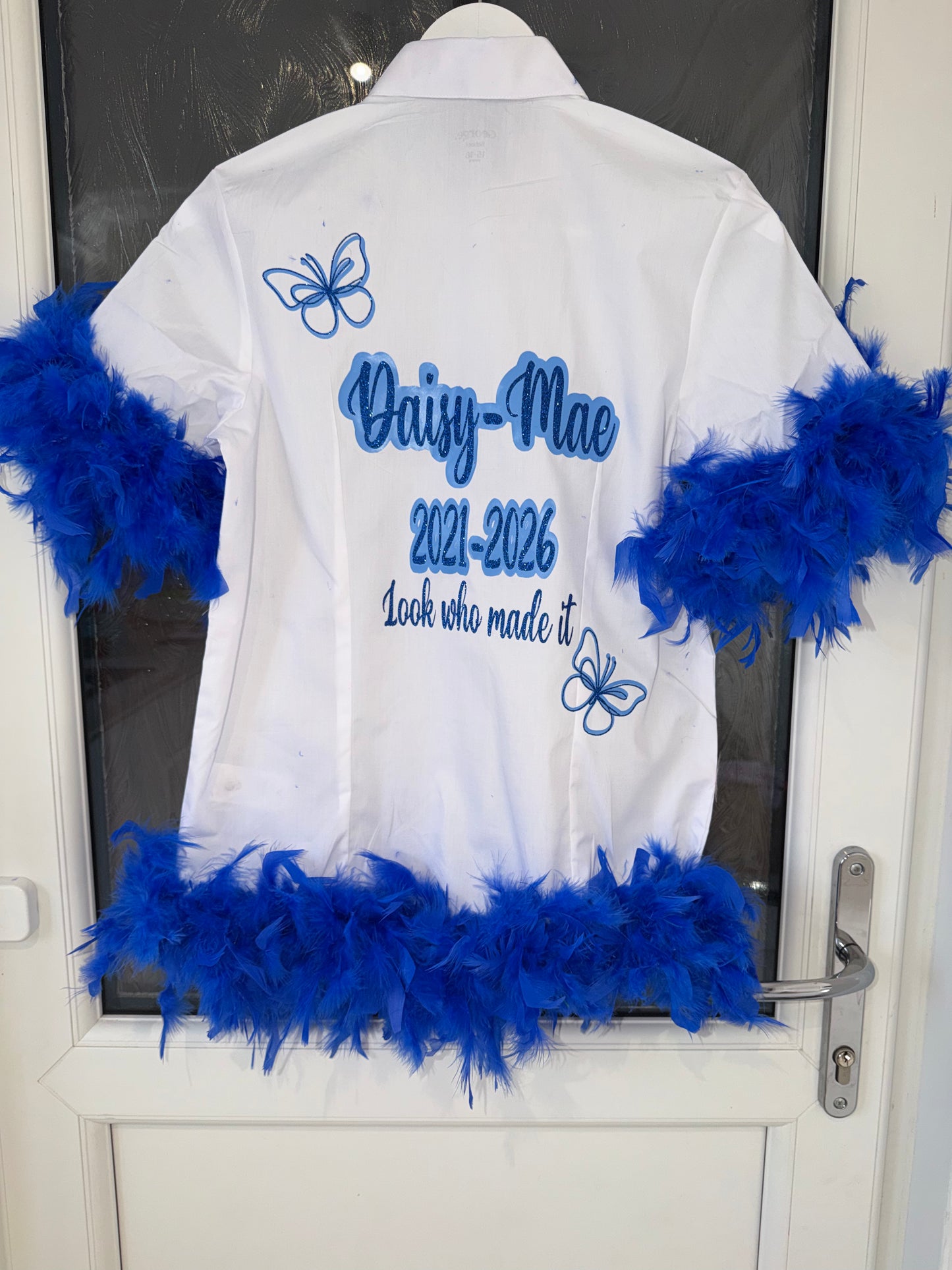 Leavers shirt glitter butterflies "look who made it"