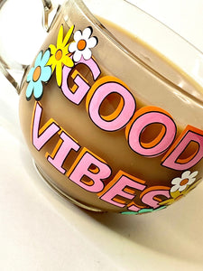 Glass Mug "Good Vibes"