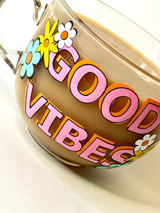 Glass Mug "Good Vibes"