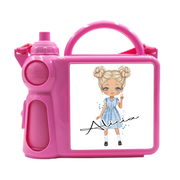 School lunch box with bottle