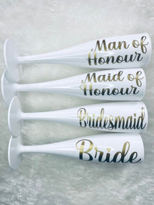 Champagne flutes white plastic